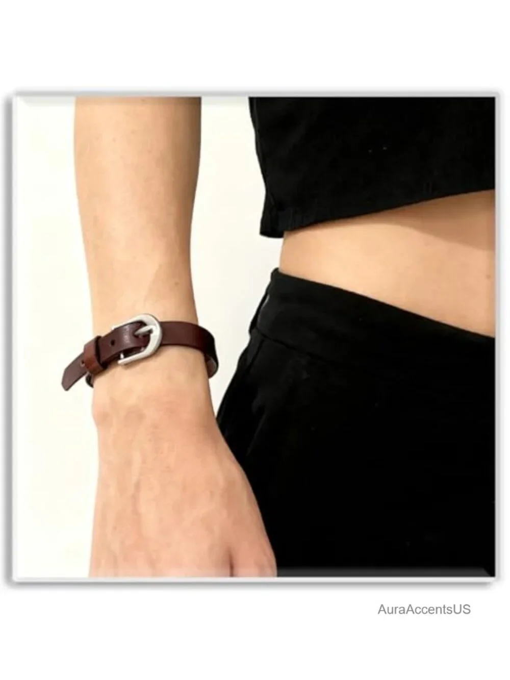 Leather Wristband Bracelet Buckle Closure Adjustable Bangle